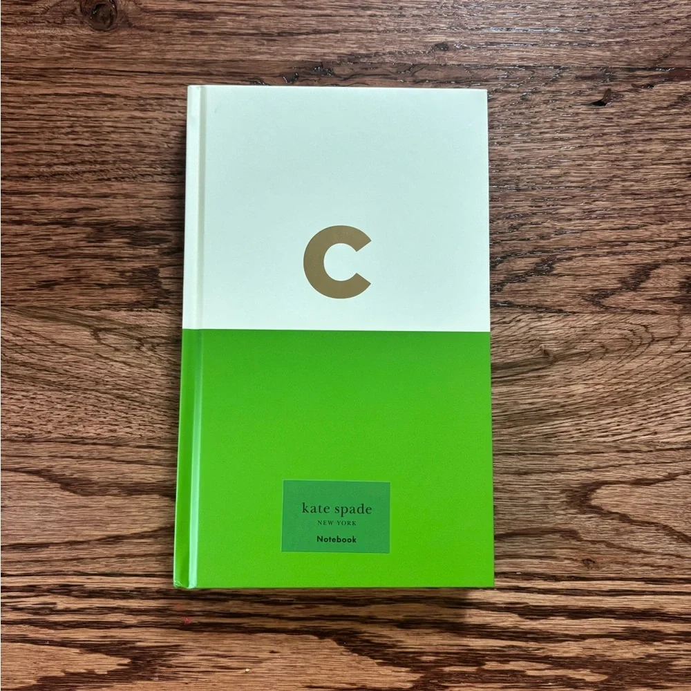 New Kate Spade Green and Cream Journal with Gold Initial C